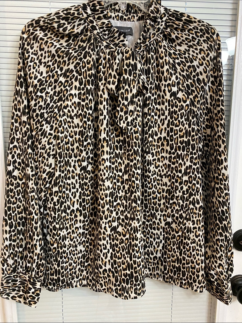 The Limited Leopard-Print Tie Neck Blouse - Beige, Black, Brown